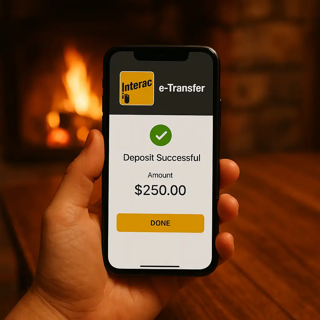 Interac e-Transfer deposit confirmation screen on a smartphone